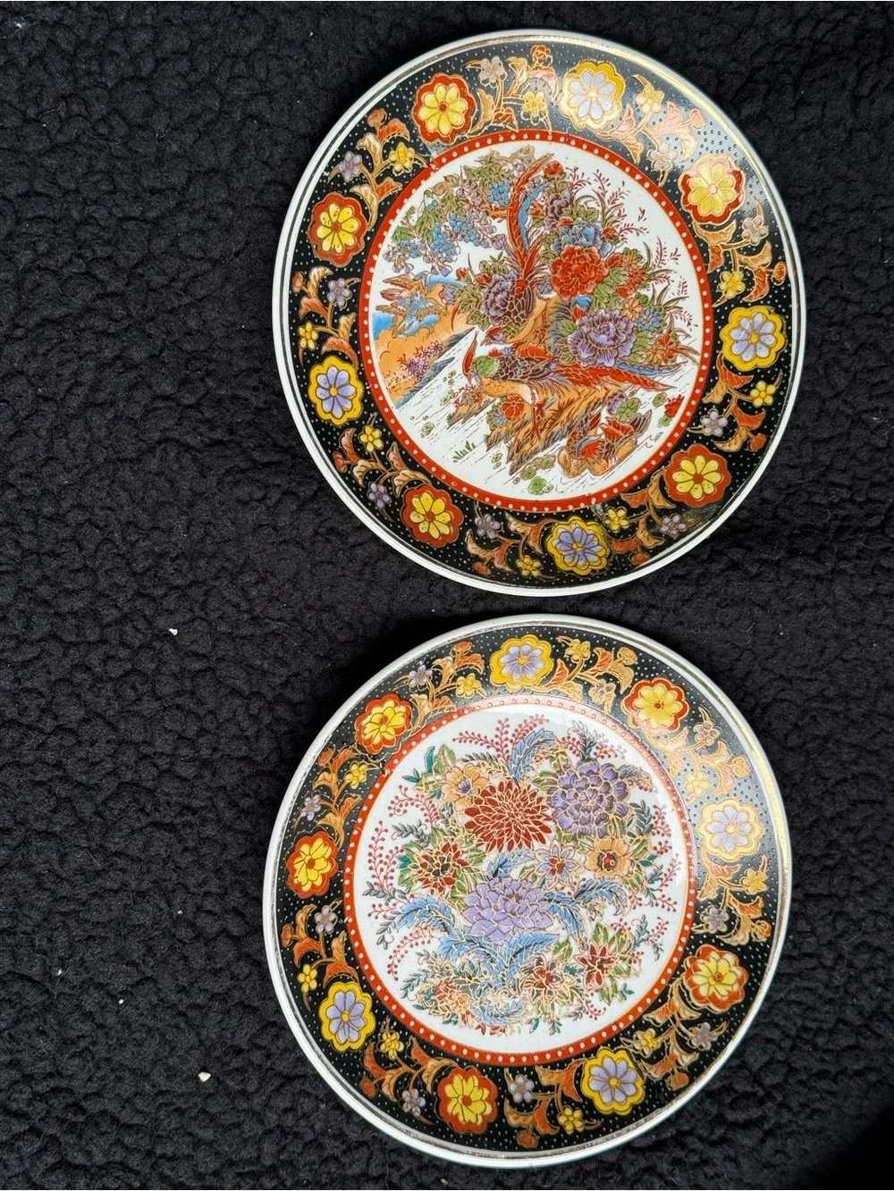 Vintage 1990s Ks Collection Imari Style Porcelain Plates Set Birds Flowers 6
